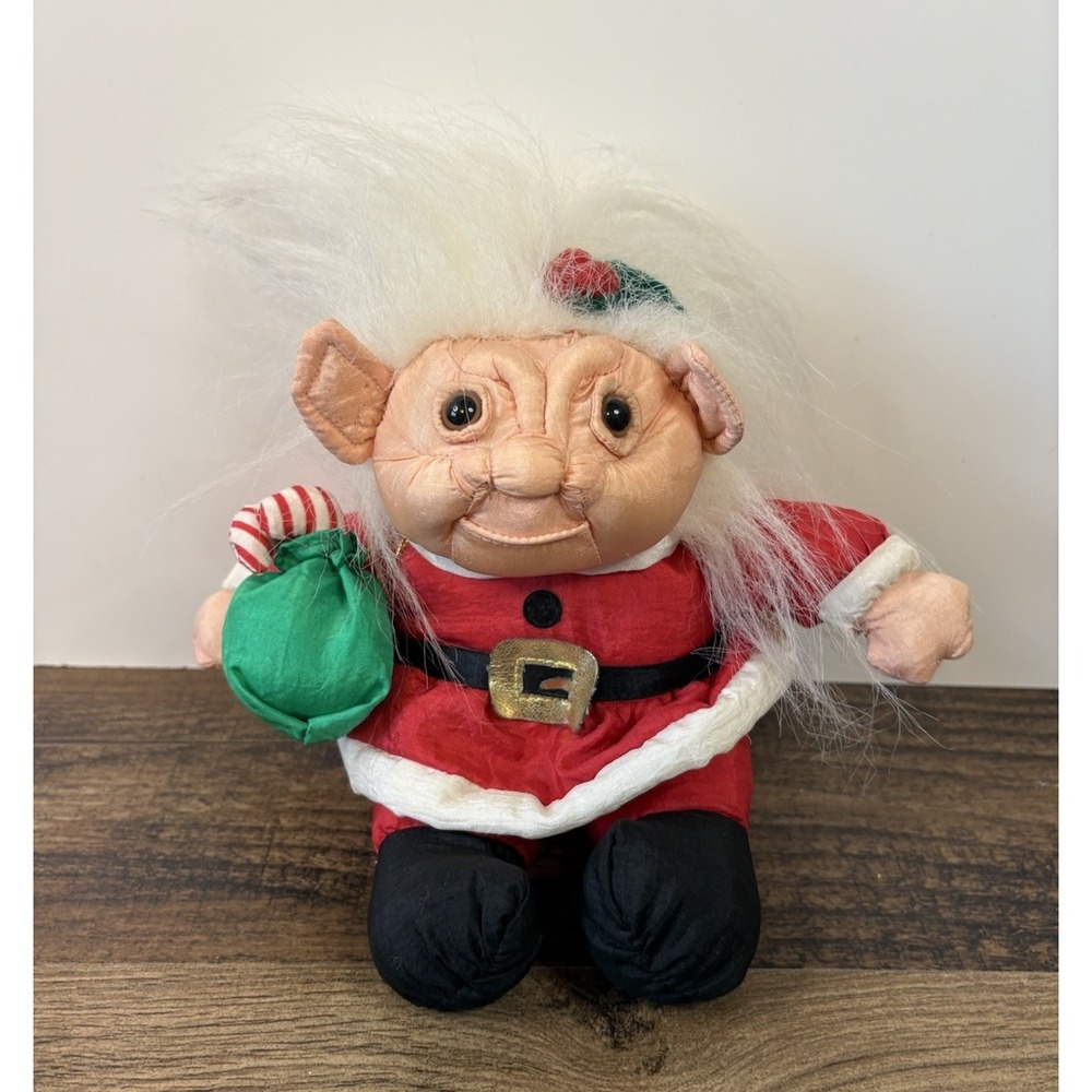 Vintage Norfin Santa Christmas Elf Troll Parachute Material 6" Plush Doll Nylon
